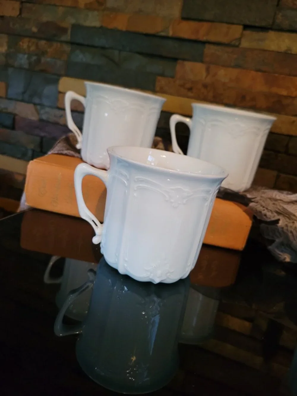 Vintage Hutschenreuther Baronesse White Mugs/Cups-Set of 5